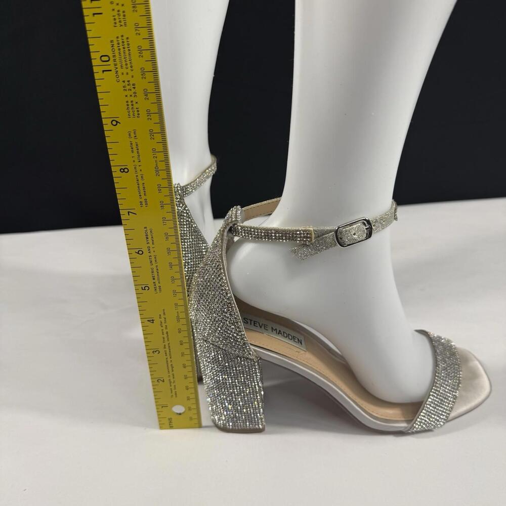 Steve Madden Tiaa ankle strap heels glass rhinestones size 8M evening party - Picture 9 of 9